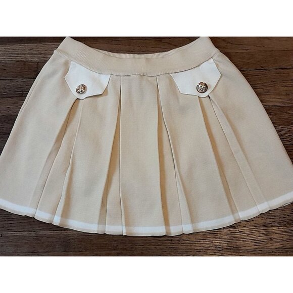 New Womens Size Medium Pleated Academia Preppy Knit Mini Tennis Skirt Beige - Picture 3 of 8